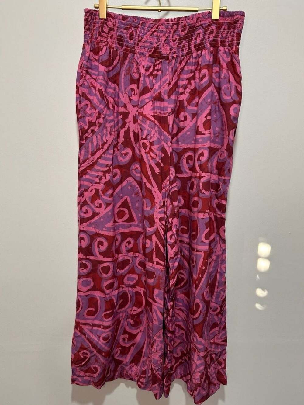 Sundance Himari Floral Print Viscose Wide-Leg Pull-On Pants, Sz LP